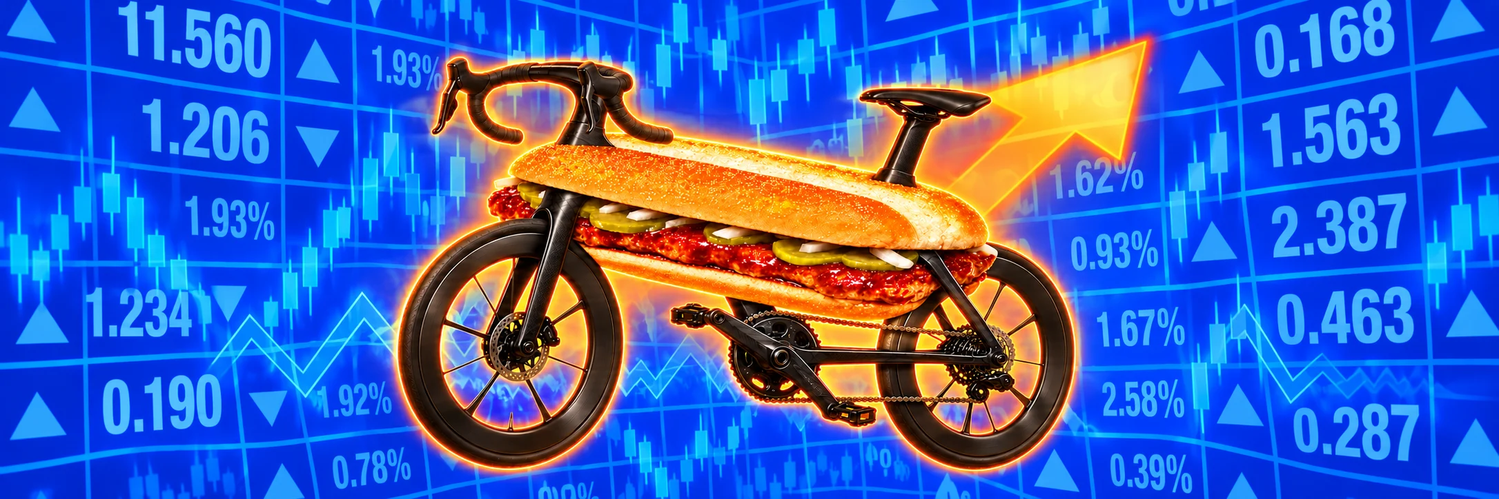 MCRIBIKE banner with the McRib bike on a stock chart